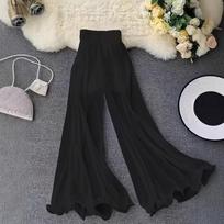 Women's Summer Ruffled Wide-Leg Casual Flared Pants XS
