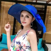 Women's Wide Brim Sun Hat with Bowknot Foldable, UV Protection, Summer Beach Hat for Outdoor Activities One Size