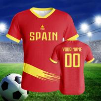 Individualus Ispanijos futbolo marškinėlis su vardu ir numeriu, personalizuotas futbolo komandos marškinėlis vyrams, moterims, vaikams S
