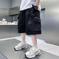 Boys' Summer Letter-Print Mid-Rise Lightweight Shorts: Stylish 5-Pocket Workwear Shorts for Older Boys 120