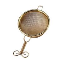 Cone Shaped Fine Mesh Colander Stainless Steel Wire Skimmer Spoon Practical Tea Strainer  Vegetable Gold-Short Handle