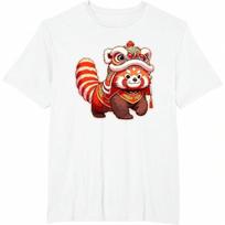 Chinese New Year Red Panda Lion Dance Lunar New Year 2024 T-Shirt  Kawaii Clothes  Graphic T Shirts  Wounisex Clothing S