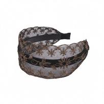 Cute Wide Side Lace Mesh Hair Band Non Slip Elastic Women Lace Hairbands Hollow Pattern Flowers Hollow Headwear Hair Accessories