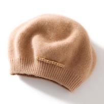 Women's 100% Pure Cashmere Double-Strand Knit Beret Hat - Thick, Warm & Stylish for Autumn/Winter One Size