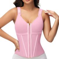 Durable Spandex Compression Vest Bra Black Nude Pink S/ M/ L Slim Body Shaper Adjustable Posture Corrector Gym XXXS rožinė