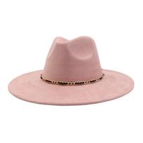 Vintage Classic Wide Brim Jazz Cap with Belt Leatherette Western Cowboy Hats Panama Top Hat Dress Dance Party