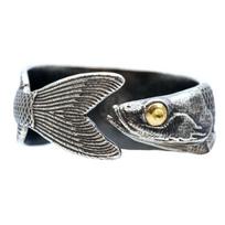 Buyee 925 Sterling Silver Male Ring Finger Cute Fish Open Ring for Women Men Fashion Unique Animal Punk Fine Jewelry Circle Gift resizable