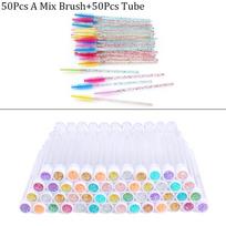 100PCS Disposable Eyelash Brushes Tubes With Lash Mascara Wands Sparkling Lash Spoolies Brush Container Dust-proof Makeup Tool