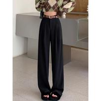 Coffee Wide-leg Pants for Women In Autumn and Winter New High-waist Drooping Slimming Floor Suit Pants Pear-shaped Body Straight-leg Casual Pants S