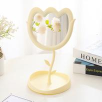 Cute Tulip Shaped Dressing Mirror Classic High-definition Desktop Makeup Mirror 360 Degree Rotation Single Side Table Mirror