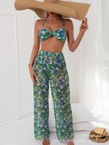 Three-piece leaf swimsuit, European and American sexy bikini ladies S