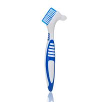 Denture Cleaning Brush for False Teeth Oral Care Non Slip Rubber Handle Dual Head Antibacterial Bristles Dental Hygiene Tool mėlyna
