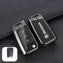 Zinc Alloy Car Key Fob Case Bag For Skoda Octavia A5 A7 Superb Kodiaq Fabia Karoq 2020 2021 Protector Shell Keychain Accessories