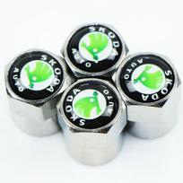 Durable Hard Metal Tire Valve Stem Caps For Skoda Octavia RS Fabia Pressure Resistant Sealed Air Protection Wheel Valve Cover (silver,for Skoda) sidabras