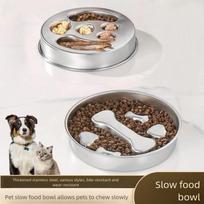 Metal Slow Feeder Dog Bowl Non-slip Lick Plate Puzzle Maze Dish For Puppy Cat Medium Breeds