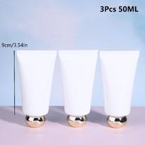 3Pcs 50/100ml White Empty Cosmetic Squeeze Tubes Travel Dispensing Tubes Refillable Containers For Lotion Cream Facial Cleaner