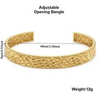 Simple gold diamond patterned open mouth bracelet, luxurious diamond patterned personalized bracelet, daily accessory jewelry