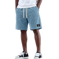 Men's Vintage Casual Wide Corduroy Shorts with Black Label Patch Classic Wear Drawstring Waist Relaxed Fit Summer Bottoms XL