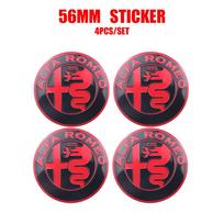 For Alfa Romeo Giulietta GT 159 147 156 Mito Brera 4pcs/set 56mm Car Wheel Center Hub Caps Stickers Auto Decoration Accessories raudona