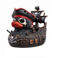 Pirate Ship Rubber Duck Desktop Ornament with Skull and Crossbones Design Detailed Pirate Hat and Ship Features Unique Nautical Decoration one size