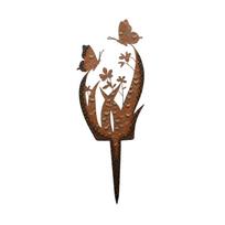Outdoor Garden Metal Stake Decorative Yard Art Butterfly and Flower Design Rust Resistant Steel Lawn Ornament One Size