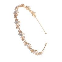 Trendy Crystal Rhinestone & Shell Flower Headband auksas