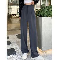 Wide-legged Pant for Women Spring and Summer High-waisted Draped Straight Suit Dragging Trousers Casual Pants S
