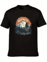 JeeweySaucy Unisex's Vintage Mountain Climbing Graphic T-Shirt - White Outdoor Adventure Tee With Pine Trees & Peaks S