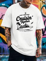 Unisex's Navy Blue Nautical Cruise Ship Graphic T-Shirt -  I Love When We're Cruisin' Together  Slogan L