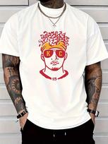 Unisex's Graphic Print Shirt, 1pc Round Neck Short Sleeve Casual Tee, Bold Cartoon Character Design S