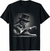 Cat Playing Guitar - Funny Rock Music Guitar Cat T-Shirt For Unisex M