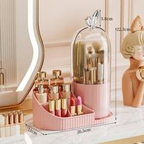 PP Makeup Brushes Storage Box Multi-compartment 360° Rotating Drawer Storage Organizer Large-capacity Dustproof