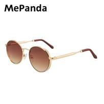 MePanda Unisex Apvalaus Rėmelio Metaliniai Personalizuoti Pankroko Sportiniai Lauko Akiniai nuo Saulės, UV400 aukso rudos spalvos