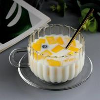 Didelės talpos stiklinė, karščiui atspari alaus, espreso kavos puodelis su rankena, pieno, sulčių, pusryčių puodelis, namų ir biuro gėrimų indas yellow