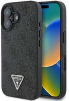 Guess Leather 4G Triangle Strass MagSafe Apple iPhone 16 Plus - dėklas telefonui juodos spalvos