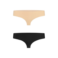 Bye Bra Invisible Thong Set Nude & Juodas M - Seamless Comfort Duo