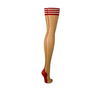 Kix'ies Whitney Thigh-Highs B Nude - Sheer Stay-Up Stockings with Raudona Detail