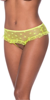 Magic Silk Exposed Mesh Hipster S/M Lime Star Motif Open Design