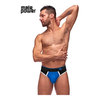 Mėlyna Male Power Retro Sport Panel Thong L/XL Juodas-Mėlyna Baltas Trim