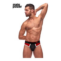 Male Power Panel Thong L/XL Juodas-Raudona Retro Sport Design