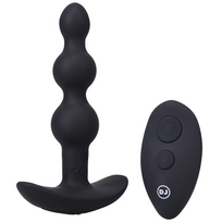 Doc Johnson A-Play Shaker Silicone Remote Beaded Plug Rechargeable Juodas