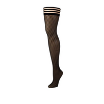 Kix'ies Beth Ann Thigh-High Stockings C Juodas - Honeycomb Mesh, Non-Slip