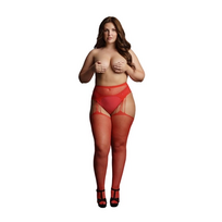 Shots Leg Avenue Plus Size Rhinestone Fishnet Suspender Pantyhose Juodas