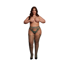 Shots Shredded Suspender Pantyhose Queen Size - Decorative Fishnet Style