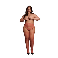 Shots OUCH! Fishnet & Lace Garterbelt Stockings Queen Size XL-4XL Juodas