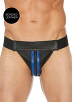 Ouch By Shots Mister B Leather Front Zip Jockstrap Juodas L/XL - Adjustable Waistband