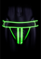 Ouch By Shots Ouch! Glow in the Dark Striped Jockstrap S/M - Fluorescent Žalias Accent