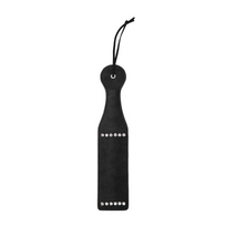 Ouch By Shots DIAMOND Studded Faux Leather Paddle - Elegant Impact Tool, Juodas, 32 cm