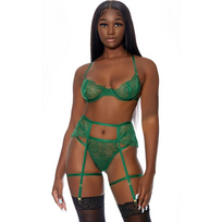 Forplay Leg Avenue Blooming Season 3-Piece Lace Lingerie Set XL