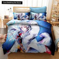 New 3D Printed Anime Inuyasha Duvet Cover Sesshoumaru Bedding Set Double Twin Full Queen King Adult Kids Bedclothes Quilt Cover EU single(135x200cm)